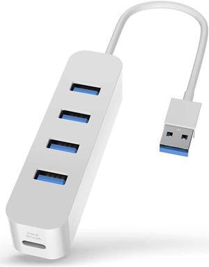 Upgrow USB 3.0 Hub with Power Port 4-Port USB Hub with 5 Gbps USB Splitter for Laptop MacBook, Mac Pro, Mac Mini, iMac, Surface Pro, XPS, PC, Flash Drive, Mobile HDD-White