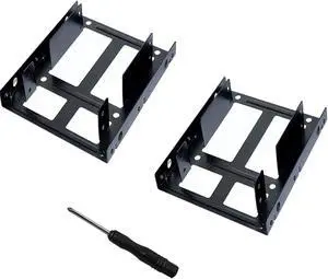 Dual SSD Mounting Bracket Kit 2.5" to 3.5" Drive Bay, HDD SSD Bracket 2.5 to 3.5 Adapter SSD HDD Metal Mounting Bracket Adapter Hard Drive Holder (2 Pack)