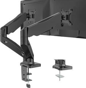 WALI Dual Monitor Stand Arms Mounts, for 2 Monitors, Fully Adjustable Gas Spring Desk Mount Swivel Mounting Holes Bracket with C Clamp, Grommet Base for Display Up to 32 Inch,19.8lbs. (GSMP002), Black