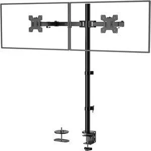 WALI Extra Tall Dual LCD Monitor Fully Adjustable Desk Mount Fits 2 Screens up to 27 inch, 22 lbs. Weight Capacity per Arm (M002XL), Black
