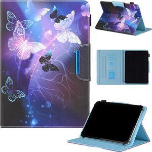 Universal 7 8 Inch Android Tablet Case Tablet Case Cover for 7.0 8.0 Inch Tablet Multi-Angle Viewing PU Leather Stand Case for All 7.0-8.5 Inch Tablet 01 Purple Butterfly