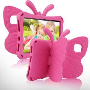 Samsung Tab A7 104 T500 Pretty Butterfly Case for Kids Girl Light Safe EVA Foam Full Cover Sturdy A7 T500 Kids case with Stand Pencil Holder Shockproof Rugged case for Samsung Tab A7 104Rose