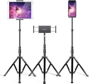 Aluminum iPad Stand Floor Tripod Holder - 65 Adjustable iPad Pro 12.9 Stand iPad Holder Stand for iPad Pro 12.9 11 inch iPad Air Mini 2 3 4 and 4.7-13 Tablets and Phones Black