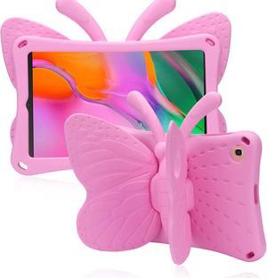 Samsung Galaxy Tab A 10.1 2021 2019 Kids case Cute Butterfly Case with Stand for Kids Light Weight EVA Rugged Shockproof Heavy Duty Kids Friendly Full Cover for Samsung Tab A 10.1 T510 (Pink)