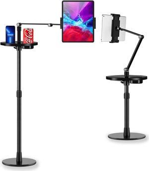 KSW KINGDO iPad Floor Stand, Tablet Floor Stand, Multi-Angle Adjustable Height Stand, Compatible 4.7''-11'' Touch Screens, iPad Series, iPhone Series, Samsung, Nintendo Switch, Kindle(Black)