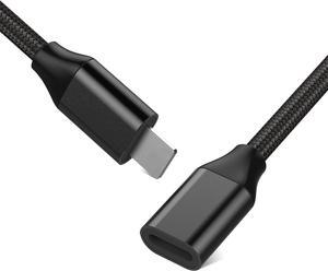 Braided Extension Cable Connnector Female to Male Transfer Audio Video Data and Power Charge. 1PCS Extender Adapter Cord Made of Black Aluminum & Braided. (6.6Feet / 2M)