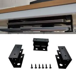 PIAOLGYI Under Desk Double Decker Laptop Holder Mount with Screw,Under Desk Laptop Mount Bracket,Add On Under Table Laptop/Keyboard Storage3 Pcs