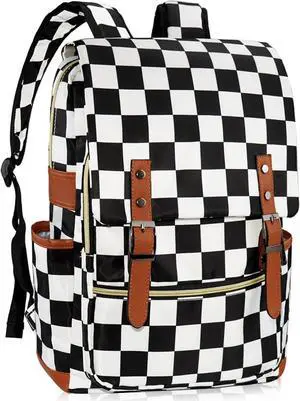 MCWTH Checkered School Backpack for Girls Women, 15.6 inch Laptop Backpacks Bookbags for College Travel