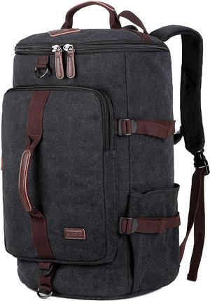 BAOSHA Canvas Weekender Travel Duffel Backpack Hybrid Hiking Rucksack Laptop Backpack for Outdoor Sports Gym HB-26(Black)