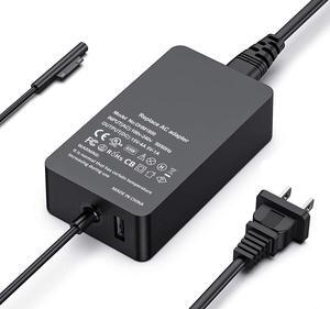 Surface Pro Charger, Surface Laptop Charger 65W 15V 4A Power Supply for Surface Pro 3/4/5/6/7/X Surface Laptop 1/2/3 Surface Go 1/2 & Surface Book 1/2 with USB Port