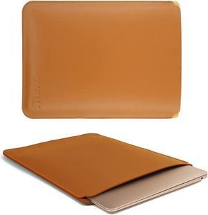 Laptop Sleeve Compatible with 13-14-16 Inch M1 M2 MacBook Pro/MacBook Air/IPAD Air/IPAD Pro Faux Leather 14in Case Brown