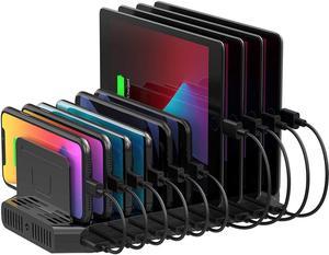 Unitek USB Charging Station, 10 USB Fast Ports Charge Docking Station and Adjustable Dividers, Multi Device Charger Organizer Compatible with iPad, iPhone, Tablet and Cell Phone