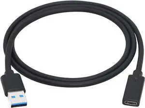 USB 3.0 Type A Male to USB 3.0 Type C Female Connector Converter Adapter (Black) (3ft)