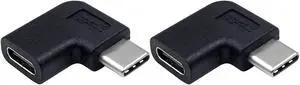 (2-Pack USB C Adapter Right & Left Angled 90 Degree USB-C USB 3.1 Type-C Male to Female Extension Adapter for Laptop & MacBook Tablet & Mobile Phone Surface Pro Lenovo Yoga PC (M/F)