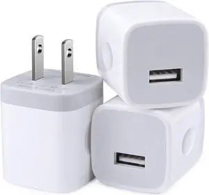 USB Wall Charger Charger Block 3-Pack Charging Cube 1A/5V One-Port Charging Block Charger Box for iPhone 13 12 11 Pro Max SE XR/XS/X 8/7/6 iPad Samsung Galaxy S22 S21 A13 Note 20 10 LG Pixel