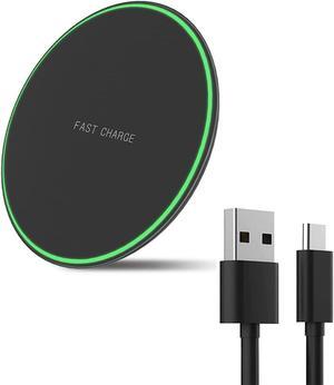 Wireless Charger for  Galaxy S23/S23+/S22/S22+/S21/S20/S20+/S10/S9+/S9/S8/S8+/S7/Note10/Note9/Note8 15W Wireless Charging Pad with USB-C for (Android) iPhone Black(No AC Adapter)