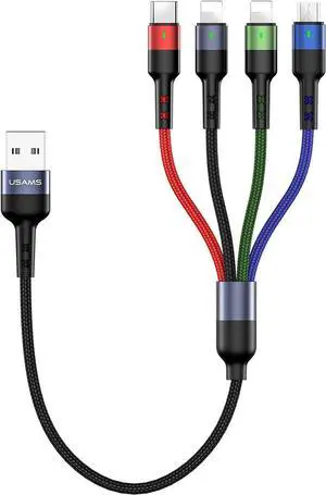 2Pack Multi Charging Cable Nylon Braided Short 1FT 4 in 1 USB Charge Cord with Phone Type C Micro USB Connector for Phone/Galaxy and More