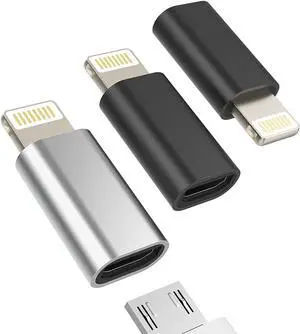 3 Pack Micro USB Female to Lightning Male Adapter Zoyuzan Brand Compatible with Cellular Phones and Headphones 12 Month Warranty