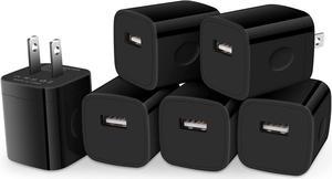 Android Phone USB Wall Plug Adapter,Charging Box Fast,Single Port Travel Charger Block Cube Black Fast Charging Brick for Phone 15/14/13/12/SE/11 Pro,Samsung Galaxy S23/S22/S21/S20 5g,Note 20,A54 A73