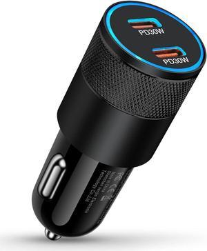 USB C Car Charger 60W Cigarette Lighter Flush Adapter Type C Fast Charging Car Plug Block for iPhone 15 14 13 Pro Max Galaxy S24 S23 Ultra Pixel 8 7 6 Pro 3A XL LG Stylo Automobile USB PD Port