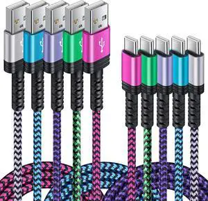 5PACK Android Charger Cable C Fast Charging Phone Charger Type C to USB A Power Cord 6FT/2.4A for Samsung Galaxy S21 S20 S10 S9 S8 S20 FE/Note 21/20 Ultra A12 A01 A50 A20 A21 A51 A32 A42 A72 A52