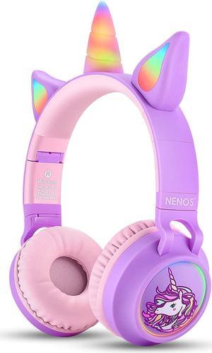 NENOS Bluetooth Kids Headphones Wireless Kids Headphones 93dB Limited Volume Wireless Headphones for Kids Unicorn
