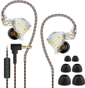 KZ ZS10 Pro Wired in Ear Headphones, 4BA+1DD Hybrid 10 Drivers HiFi Bass in Ear Monitor Earphones, Noise Cancelling EarbudNo Mic, glaregold