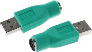 USB to PS2 Adapter 2PCS Green PS/2 Female to USB Male Converter Adapter for Mouse and Keyboard Green