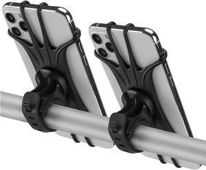 2 Pack Universal Bike Phone Mounts, 360 Rotation Silicone Holders for iPhone and Samsung, Compatible with 4.7-6.8 Inches Phones, Easy Installation