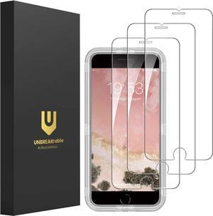 UNBREAKcable Shatterproof Tempered Glass Screen Protector for iPhone SE 2022/SE 2020, iPhone 8/7 [3-Pack] [99.99% HD Clear] [Easy Installation Frame] [9H Hardness][Bubble Free] for Apple 4.7''