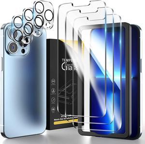 HATOSHI 3 Pack Tempered Glass Screen Protector for iPhone 13 Pro Max with 3 Pack Camera Lens Protector, Case Friendly Easy Installation Clear Protective Glass Screen for iPhone 13 Pro Max 6.7-inch