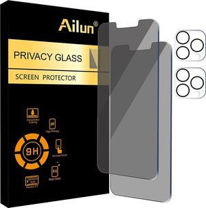 Ailun 2Pack Privacy Screen Protector for iPhone 13 Pro Max[6.7 inch] + 2 Pack Camera Lens Protector, Anti Spy Private Tempered Glass Film, [9H Hardness] - HD [Black][4 Pack]