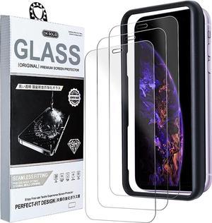 Crocon [3 PACK Screen Protector Designed For iPhone 11 / iPhone XR | 6.1 Inch | Anti Scratch | Tempered Glass | Anti Fingerprint | Bubble Free With Easy Installation Frame