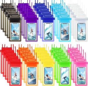 50 Pack Clear Waterproof Phone Pouch Universal Waterproof Phone Case Waterproof Pouch Dry Bag with Lanyard for Water Games Protect