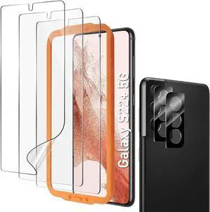 AACL Galaxy S22 Plus Screen Protector with Camera Lens Protector for Samsung Galaxy S22 Plus 5G,6.5Inch hybrid flim[7H][Fingerprint Unlock][Anti-Scratch][3 Pack + 2 Pack]