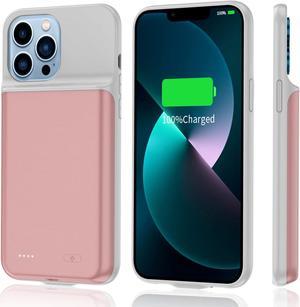 Battery Case for iPhone 13 Pro Max 6.7 inch, 8500mAh Rechargeable Battery Charging Case, Portable Charger Pack Compatible with iPhone 13 Pro Max Extended Battery Charger Case, Pink