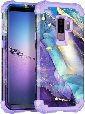 Rancase for Galaxy S9 Plus Case,Three Layer Heavy Duty Shockproof Protection Hard Plastic Bumper +Soft Silicone Rubber Protective Case for Samsung Galaxy S9 Plus,Purple