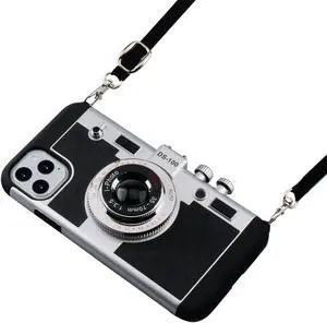 Awsaccy Emily in Paris Phone Case for iPhone 14 Pro Max Camera Case Vintage Cover Cute 3D Cool Unique Design Silicone Case with Removable Neck Strap Lanyard for Girls Women Black
