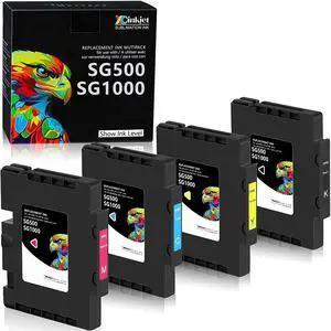 Xcinkjet New Sublimation Ink Cartridge Compatible with Sawgrass Virtuoso SG500 SG1000 Printers(1 Black, 1 Cyan, 1 Magenta, 1 Yellow, 4-Pack)