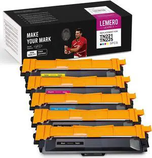 LemeroUexpect Compatible Toner Cartridge Replacement for Brother TN221 TN225 Toner Cartridge for HL-3170CDW HL-3140CW HL-3180CDW MFC-9130CW MFC-9340CDW MFC-9330CDW (Black Cyan Magenta Yellow, 5P)