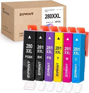 ZIPRINT Compatible Ink Cartridge Replacement for Canon 280 PGI-280XXL CLI-281XXL PGI 280 XXL CLI 281 XXL for PIXMA TS8120 TS8220 TS9120 Printer (1PGBK 1BK 1C 1M 1Y 1PB, 6-Pack)