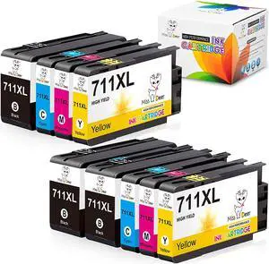 Miss Deer 711XL Ink Cartridges Replacement for 711 711XL,Work for Designjet T120 T520 24-in T520 36-in Printers(3 Black, 2 Cyan, 2 Magenta, 2 Yellow) 9 Pack