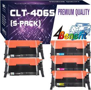 4Benefit (5 Pack) Compatible CLT406S CLT-406S Toner Cartridges (High Yield, 2xBK+CYM) CLT -406S CLT-K406S Work for CLP-365 CLP-365W SL-C410W Xpress C410FW Xpress C411W Laser Printer