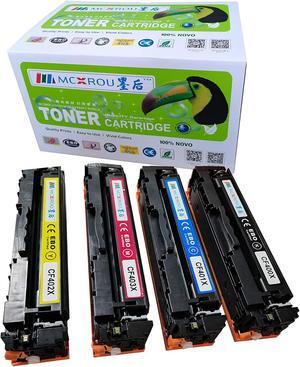 MCXROU MC-CF400X Compatible Toner Cartridge Replacement for CF400X CF401X CF402X CF403X 201X 201A 4 Pack for Color Pro M252dw, M252n, Color Pro MFP M274n, M277c6, M277dw, M277n