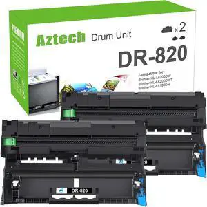 Aztech Compatible Drum Unit Replacement for Brother DR820 DR-820 DR 820 for Brother HL-L6200DW MFC-L5850DW MFC-L5900DW MFC-L6700DW MFC-L5800DW HLL6200DW HL-L5200DW HLL5100DN Printer (Black, 2-Pack)