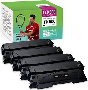 LemeroUexpect Compatible Toner Cartridge Replacement for Brother TN660 TN-660 TN630 for HL-L2380DW MFC-L2700DW HL-L2360DW HL-L2340DW MFC-L2740DW DCP-L2540DW HL-L2320D HL-L2300D Printer (Black, 4P)