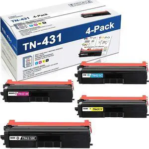 MaxColor TN431BK,TN431C,TN431M,TN431Y 4PK(1BK+1C+1M+1Y) Compatible TN431 TN-431 Toner Cartridge Replacement for Brother DCP-L8410CDW MFC-L9570CDWT L8690CDW L8610CDW L8900CDW L9570CDW Printer