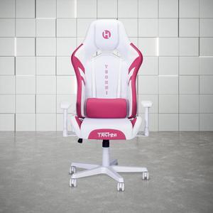 Techni Sport TSF72 Echo Gaming Chair - White with Pink