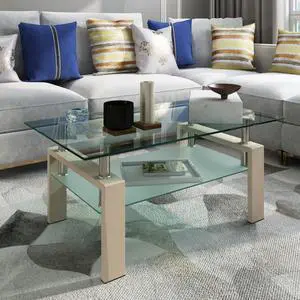 Rectangle Glass Coffee Table, Clear Coffee Table Modern Side Center Tables for Living Room Living Room Furniture Rectangle Glass Coffee Table, Clear Coffee Table Modern Side Center Tables for Living Room Living Room Furniture