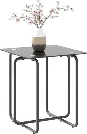Modern Tempered Glass Coffee Table End Table Side Table for Living Room,bedroom, Black